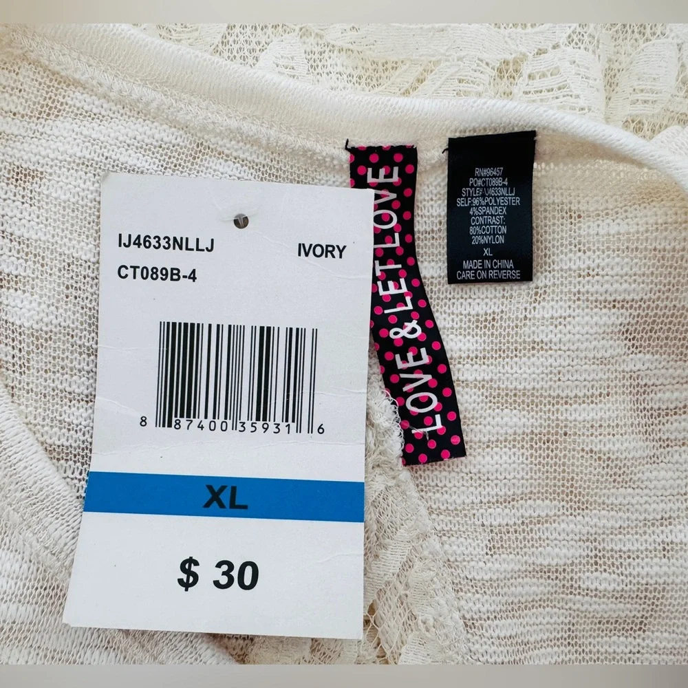 Cream Lace Back Women's Top, Size XL - NWT - Picture 7 of 9